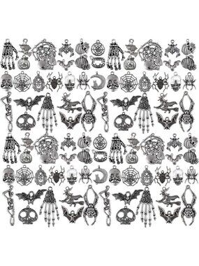 Women's Silver 80pcs Charms Pendants Ghost Bat Pumpkin Witches Halloween Pendant
